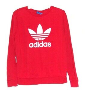 Adidas Red Sweatshirt Size Medium Logo Cotton Blend Women